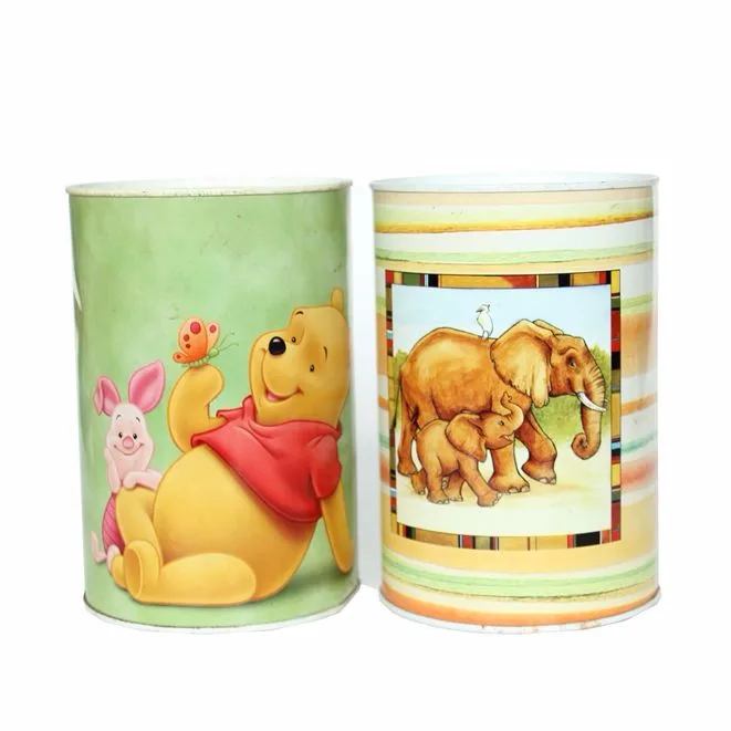 
round tin cartoon money box saving piggy coin bank can 