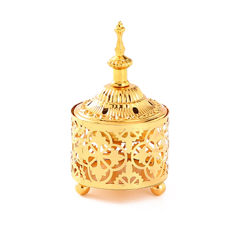 Creative Light Luxury Metal Hollow Incense Burner Ornament Gold Metal Craft Arabian Incense Burner Candles Holder