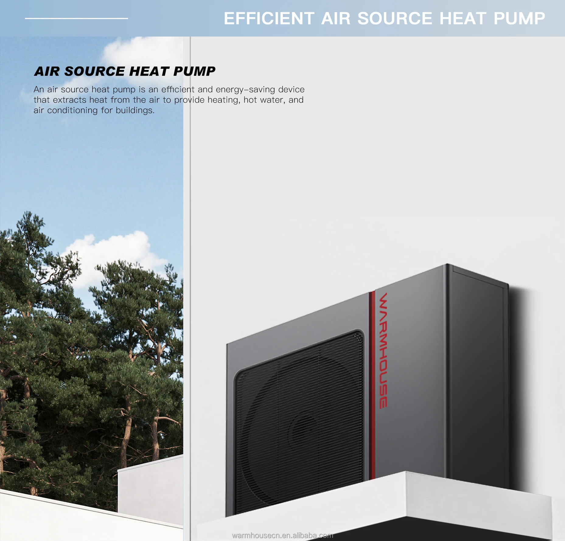 Domestic Monoblock EVI Technology 9kW Air Source Heat Pump R32 DC Inverter Heat Pump House Heating Cooling and Hot Water