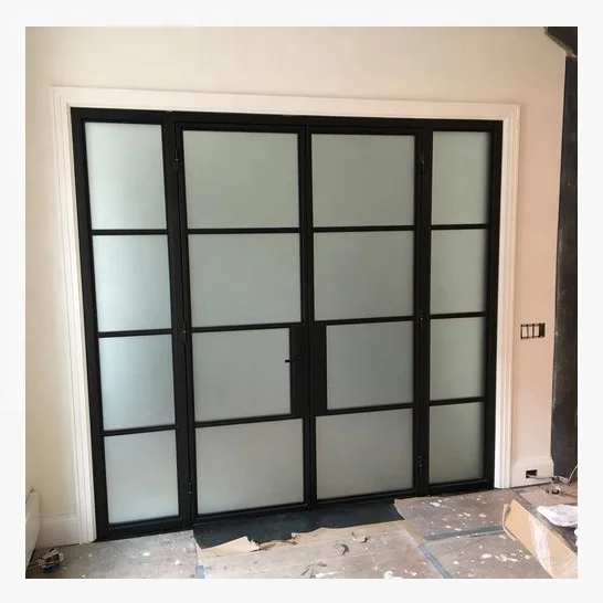 French door modern steel partition wall swing door with door hardware