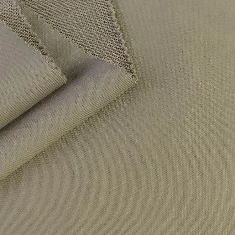 Plain dyed 2 way stretch French terry fabric 100% combed cotton knitted fabric for sports hoodies