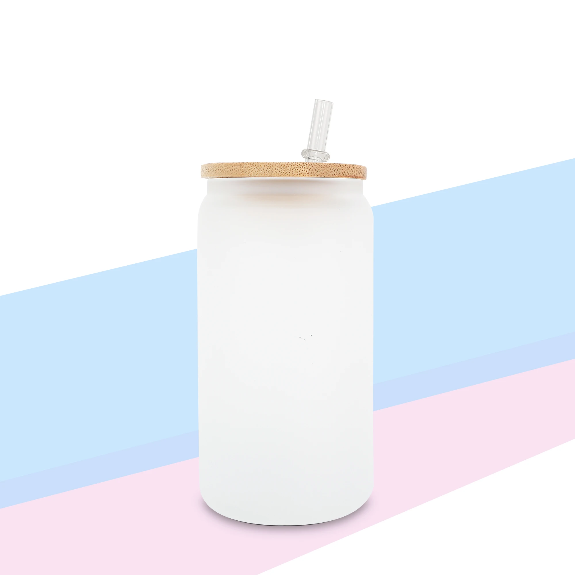 New Arrival US Warehouse 12oz 16oz 25oz Blank Sublimation Glass Can Beer Shaped Glass Soda Can With Bamboo Lid And Straw