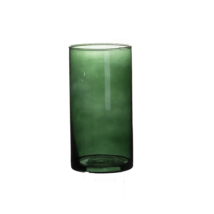 K&B round tall acrylic glass flower vase green clear cylinder acrylic flower vase