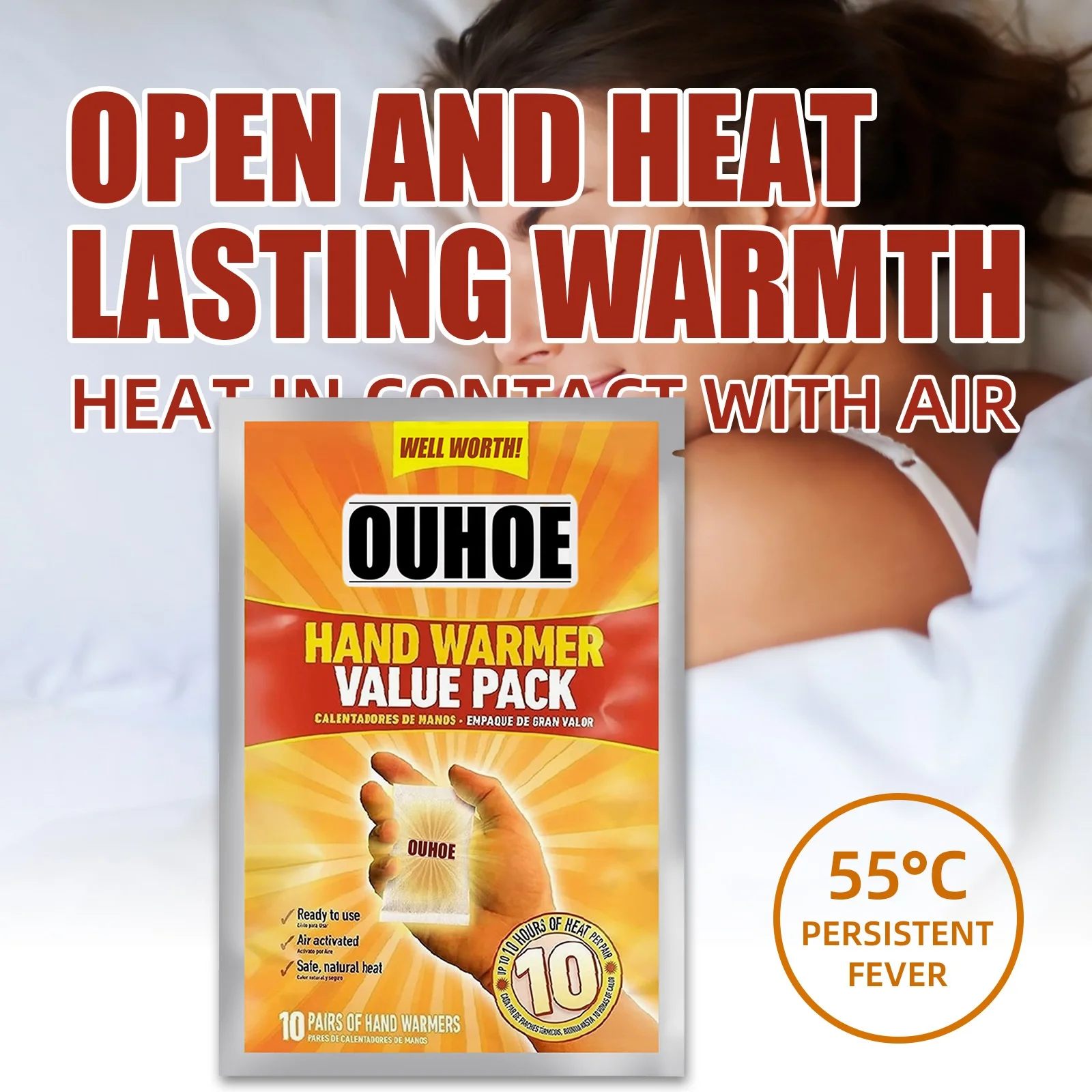 10pcs Wholesale Safe Up to 10 Hours of Heat Individual Disposable Instant Heat Body Hand Warmers For Anti Freeze