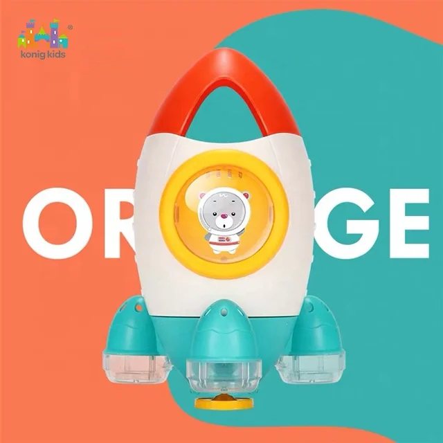 2020 Konig Kids Popular High Quality Water Power Rotating Rocket Toys Purling Shower Play Set Baby Water Bath Toy