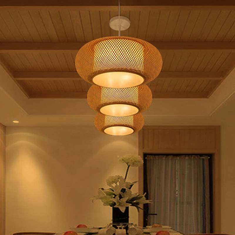 Custom Lampshades Vintage And Rustic Design Home Lighting Hall Chandelier Lamps Hand-woven Lampshades