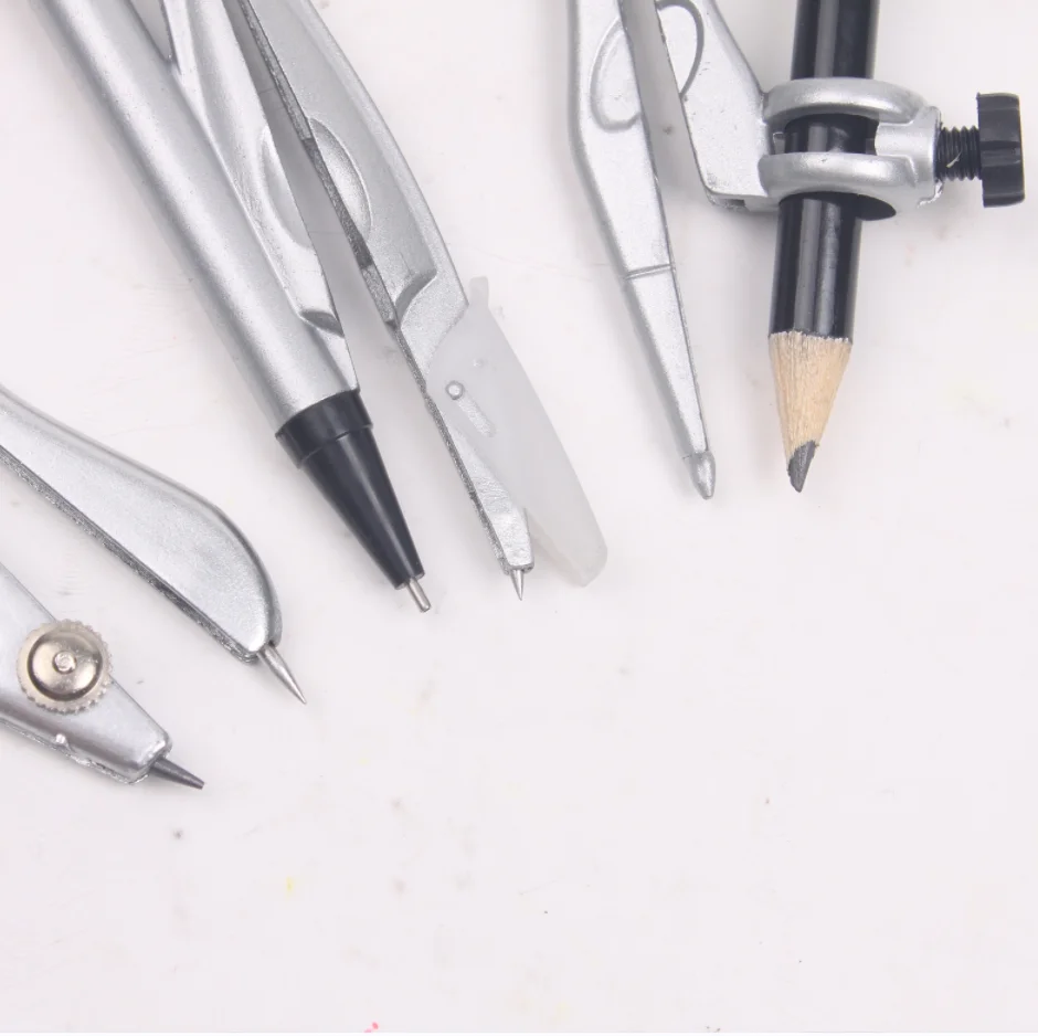 Math Geometry Kit Set Multi Functional Drawing Compasses 7PCS Set School Students Safety Metal Compass Set