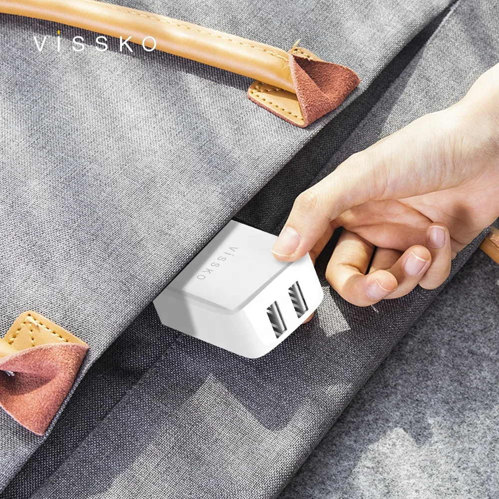 
Vissko 2A dual USB port travel charger compatible with ios and android phone 