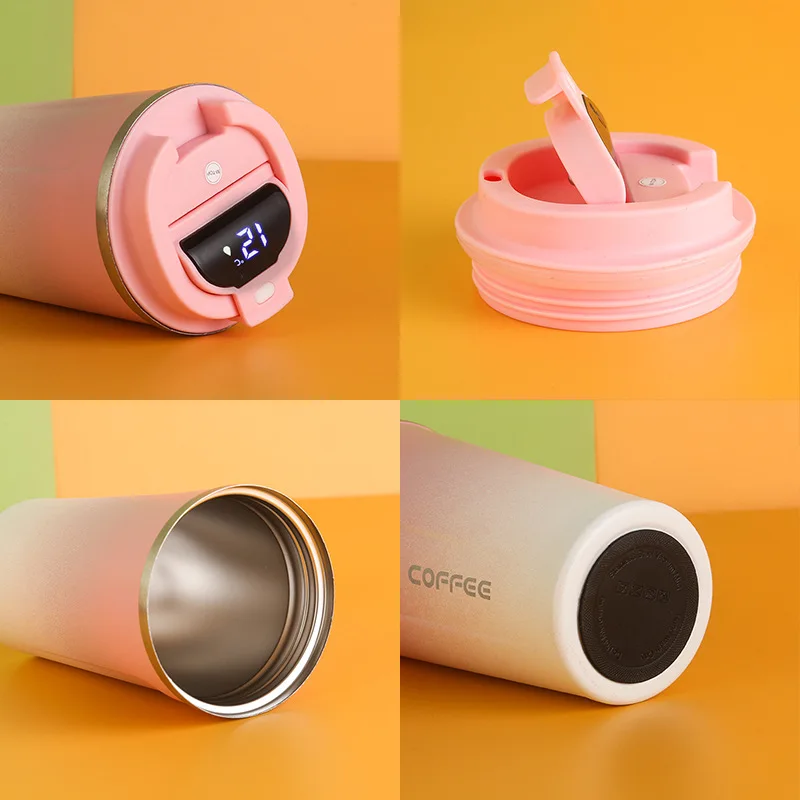 Creative gradient color gift wholesale custom logo intelligent temperature measuring 304 stainless steel thermos cup