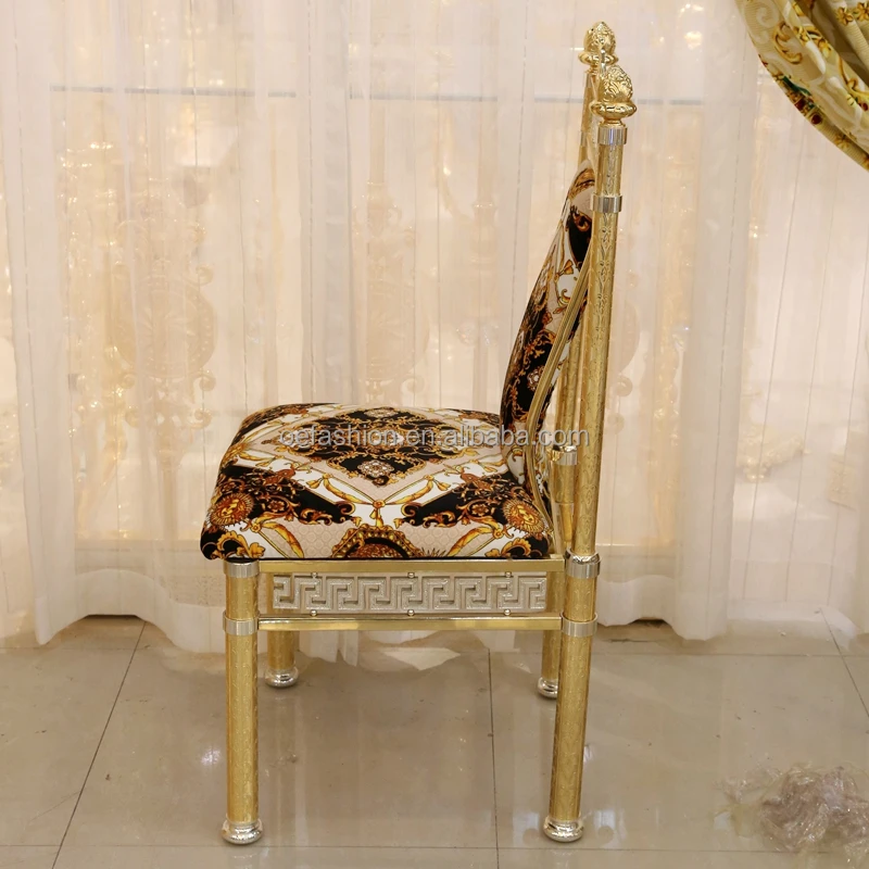 OE-FASHION Vintage Baroque style copper and alloy metal plated 18K real gold French matching dining chair