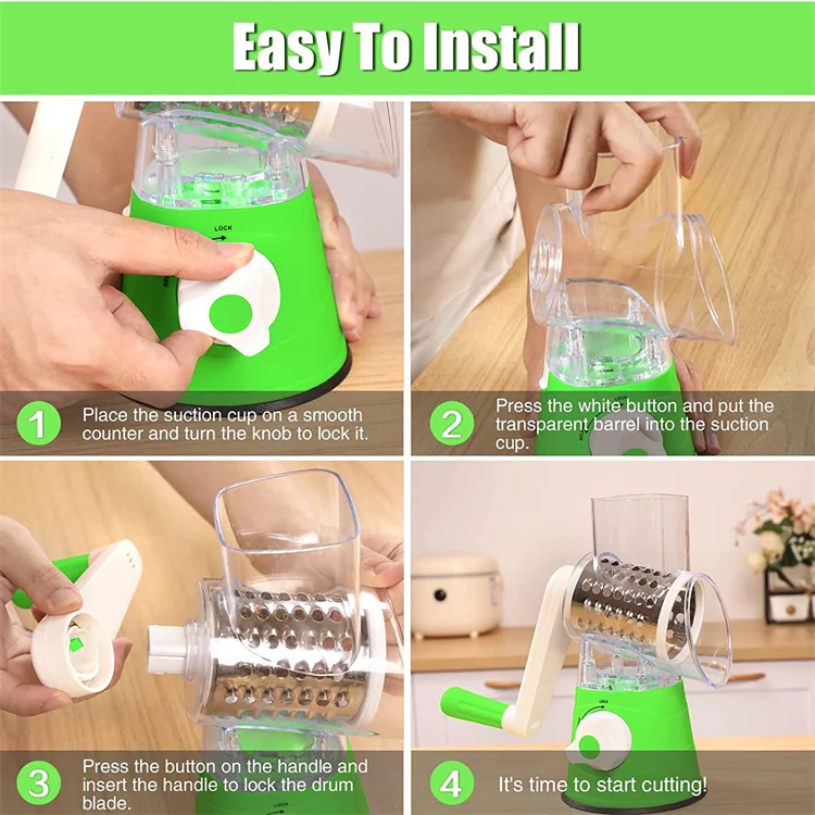 Vegetable Slicer Manual Kitchen Grater Vegetable Chopper 3 in 1 Round Mandolin Cutter Potato Spiralizer Household Gadgets