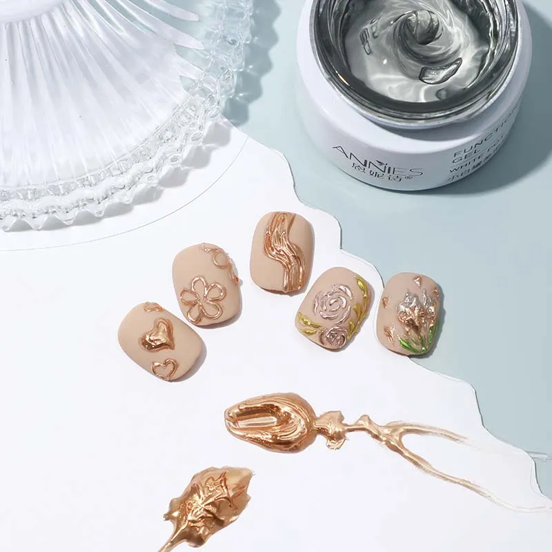 20g Magic Mirror Powder Gel Nail Glue Brush on Nail Modeling Gel Glue Solid Nail Glue Gel 3d