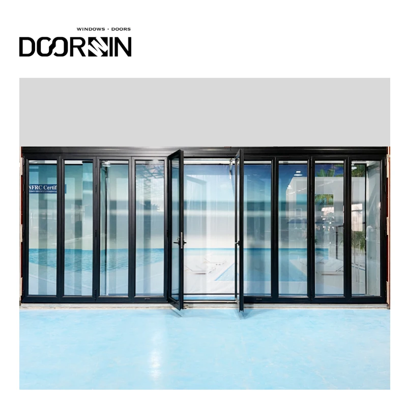 Top Quality Security Aluminum Doors For Houses Hurricane Impact Large Size Multi Panel Folding Exterior Doors