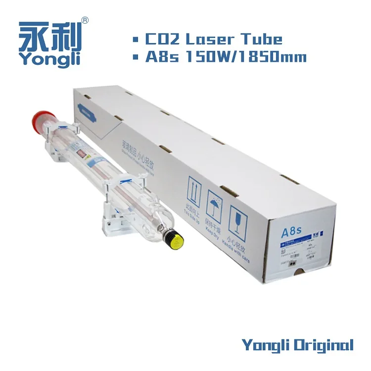 Yongli 150w Max 180w 1850mm Dia. 80 мм Стеклянная лазерная трубка с металлической головкой II-VI объектива
