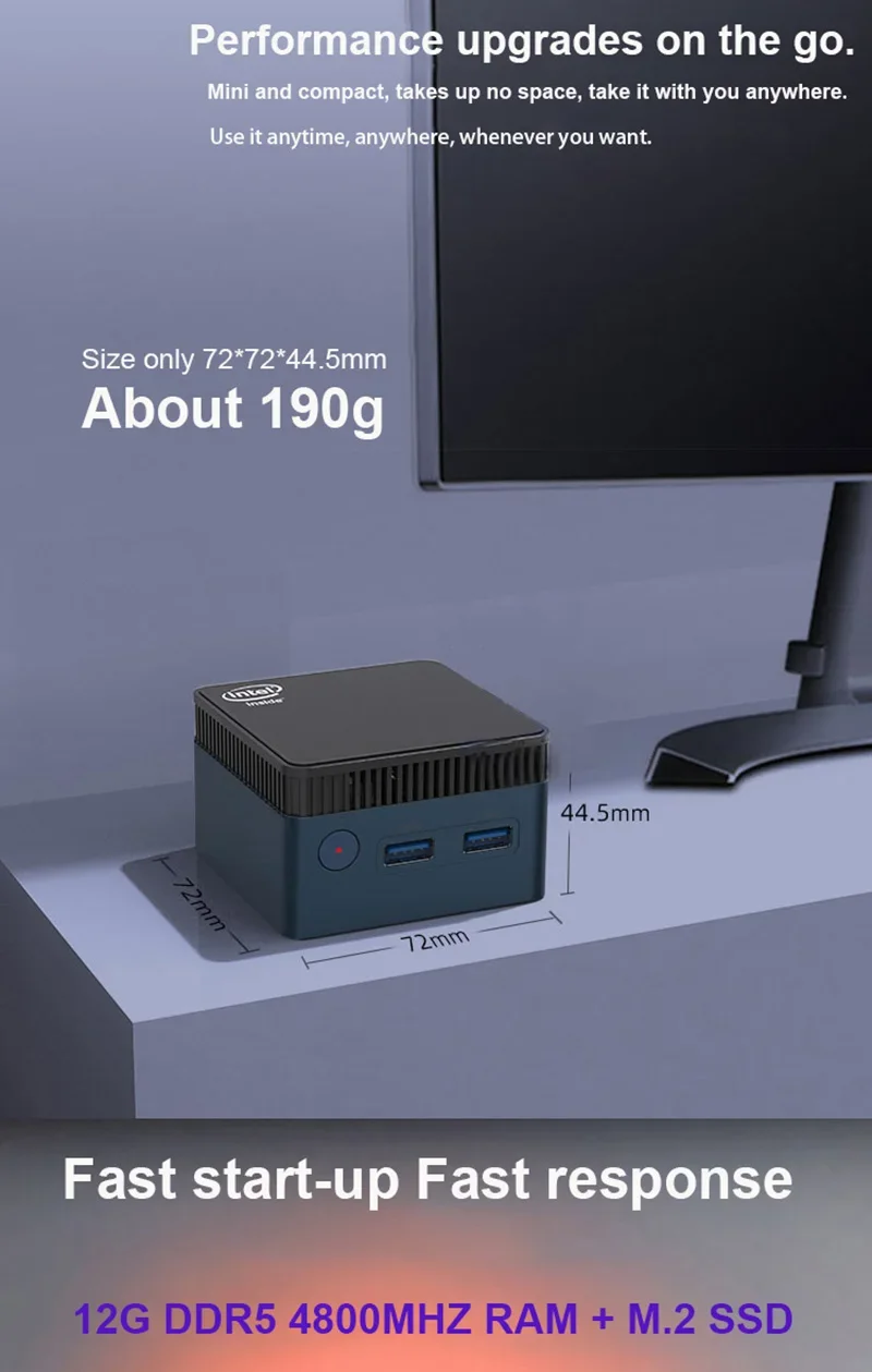 M6S Intel N100 DDR5 Mini PCs 12GLPDDR5 256GB/512GB Windows 11 pro Portable Gaming Computer 4K 60Hz HDMI Desktop Minipc Gamer