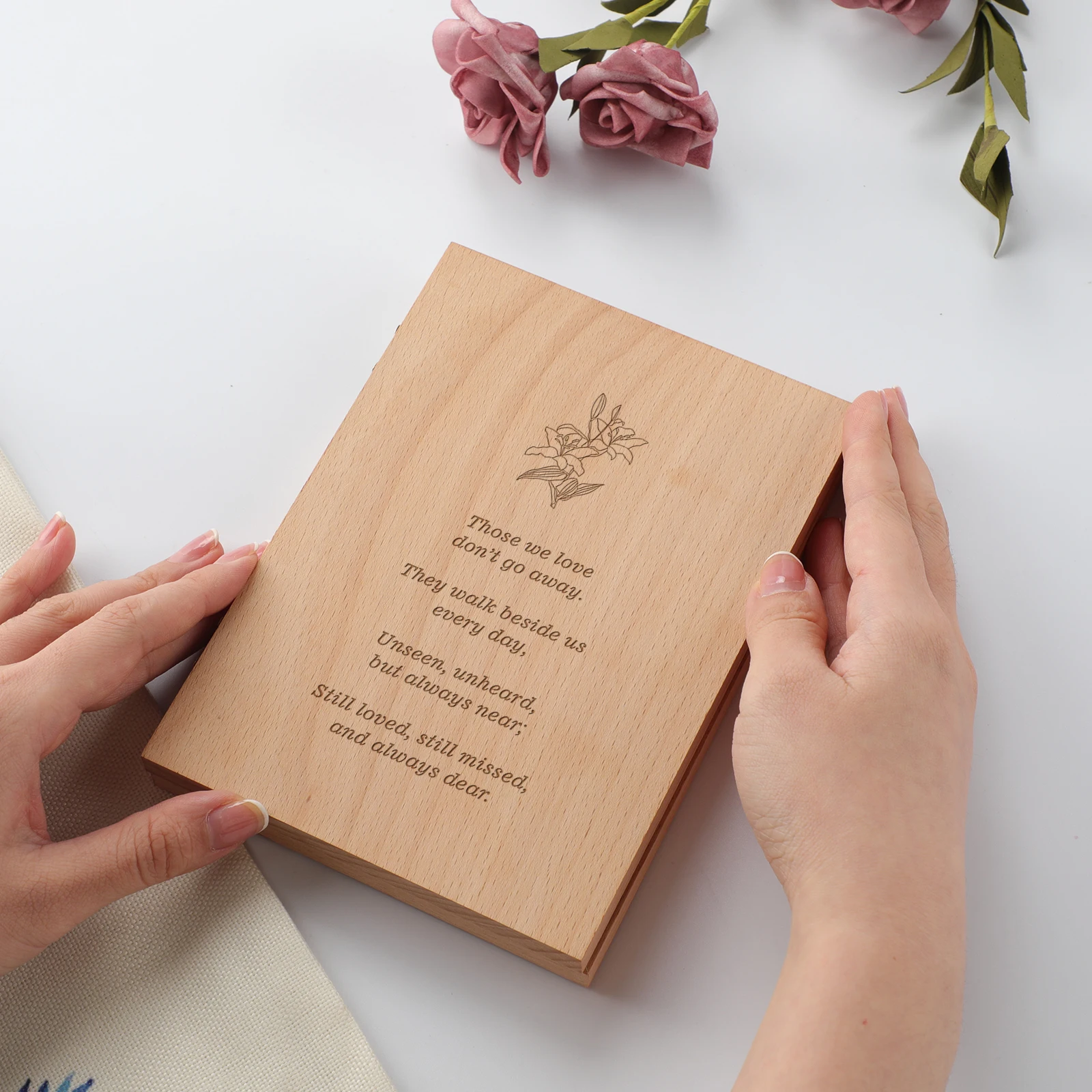 Memory Condolence Sympathy Gift Personalized Double Hinged wood photo Frame