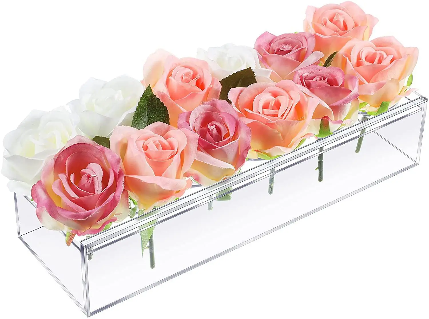 Rose Clear Acrylic Flower Vase Rectangular Home Wedding Tabletop Vase Centerpieces Ins Style European American Flower Vase