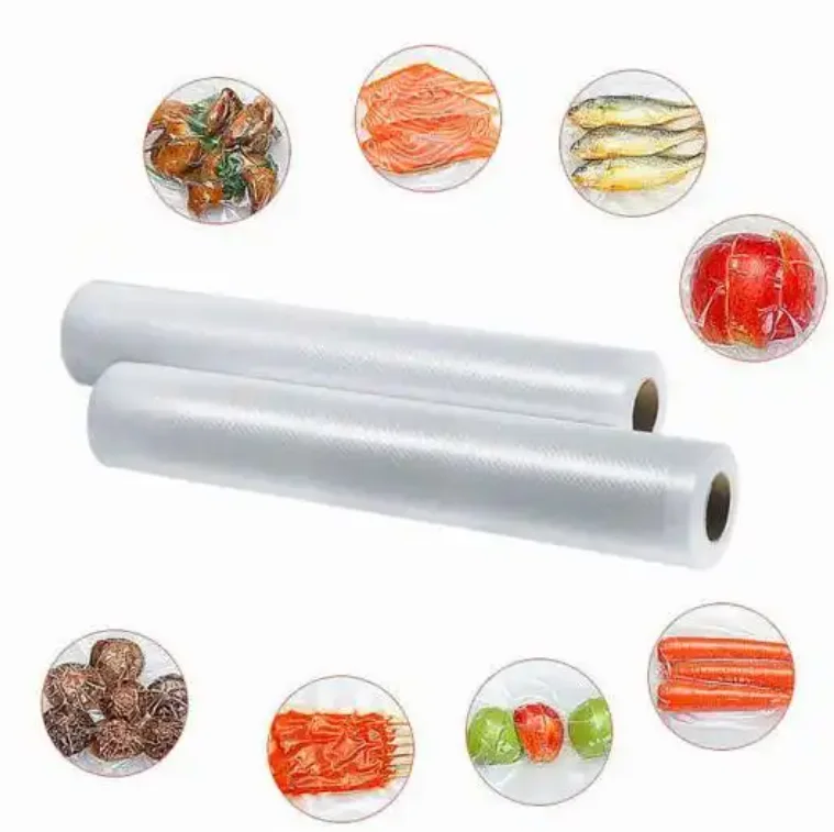 Перерабатываемые тисненые нейлоновые пластиковые упаковочные вакуумные пакеты для хранения продуктов в рулонах дома