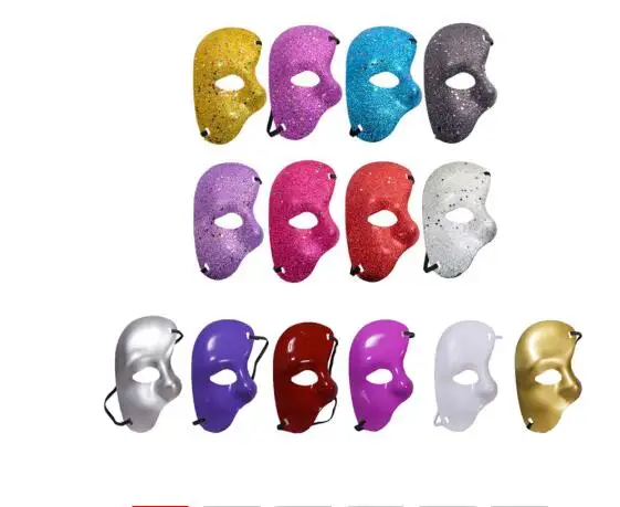 New Birthday Party Opera Mask Plastic Glitter Half Mask for Christmas Wedding Decor Prop Supplies Cosplay Accessories 14 Colors
