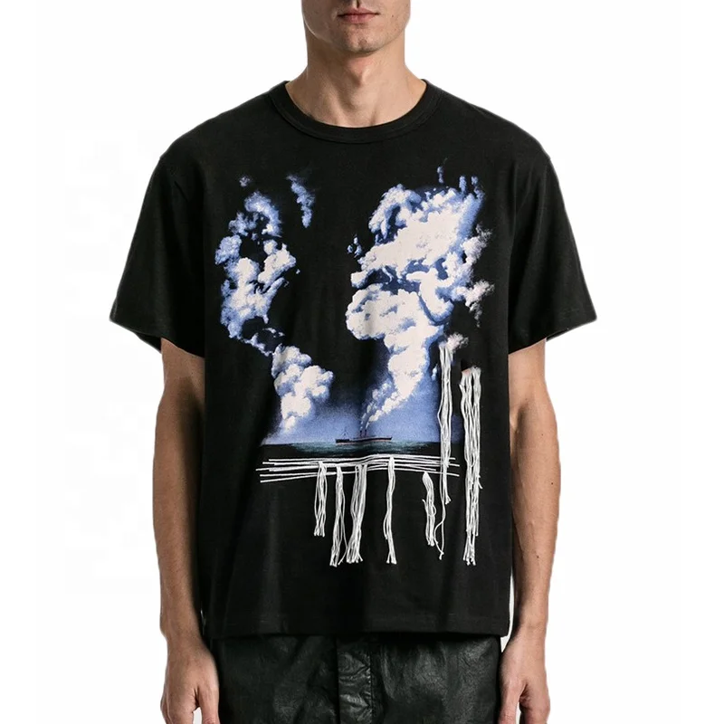 Oem Custom Logo Colourful T-shirt Streetstyle 200 Gsm Heavyweight T-shirts Screen Print Logo Personalized T-shirt For Men