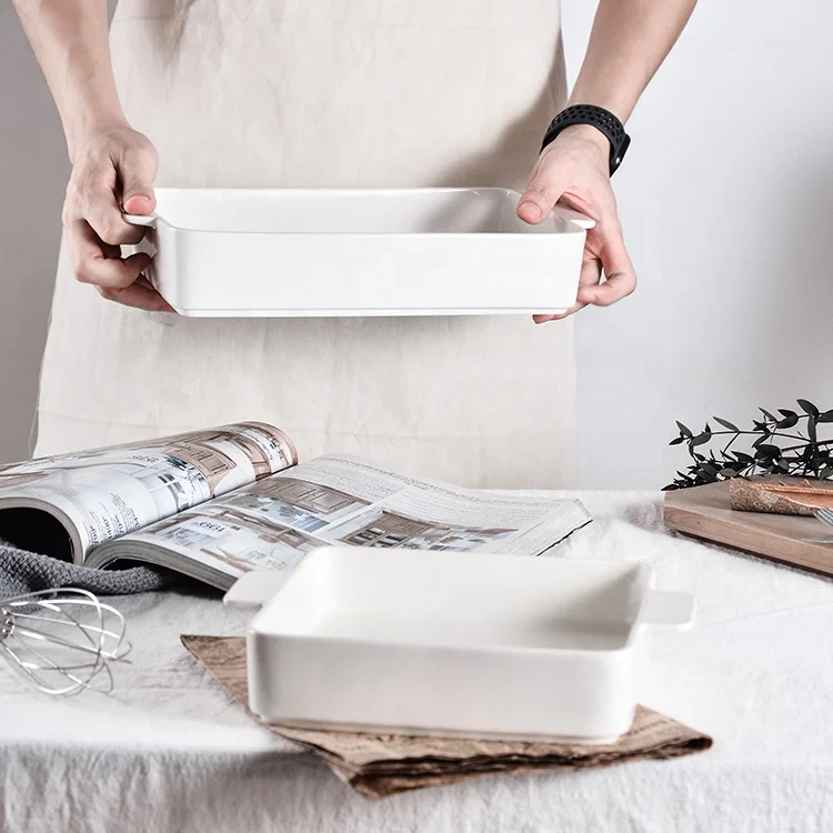 2 piece rectangular ceramic bakeware set color stoneware baking dish tray