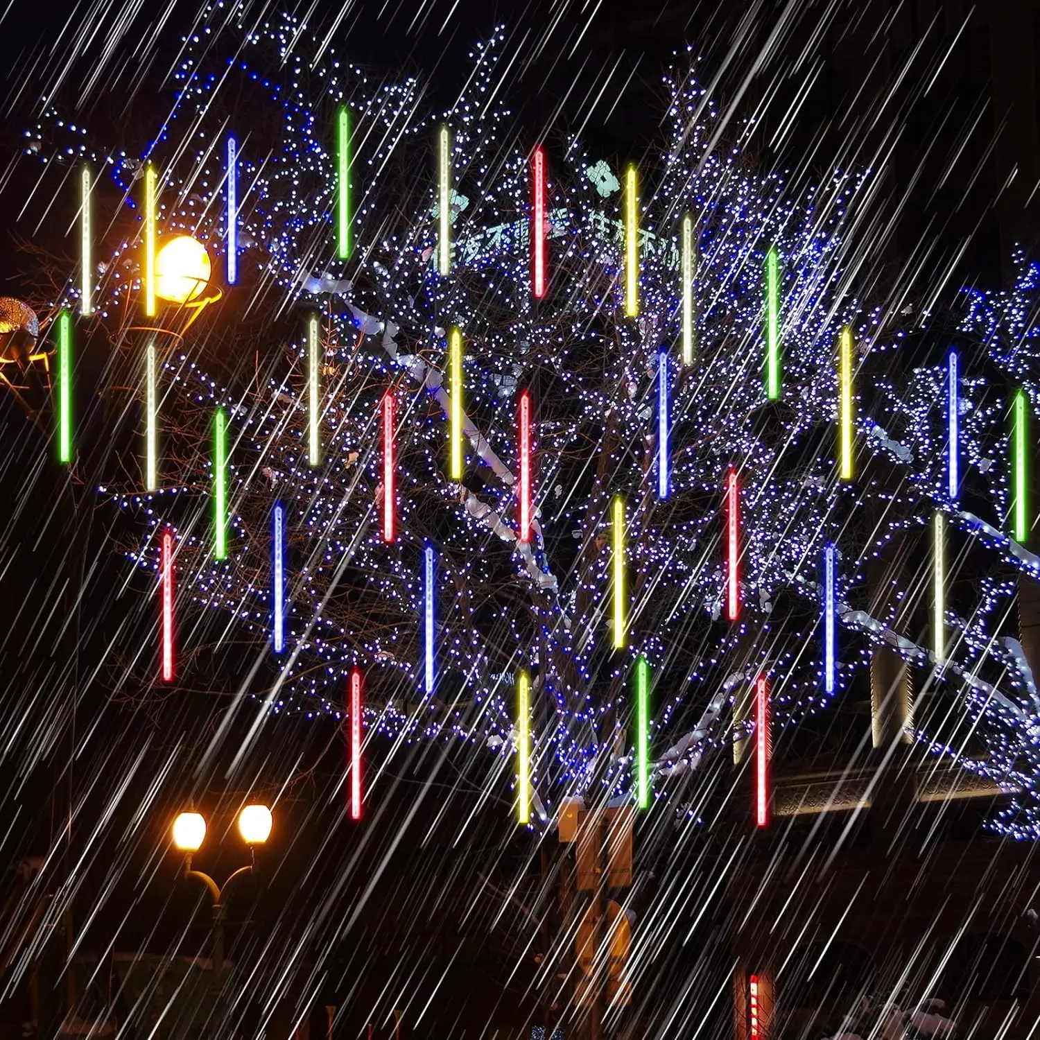 IP65 Водонепроницаемые светодиодные лампы для метеоритного дождя белые сосульки снег падение и сказочные огни ландшафтного ПК материал корпуса