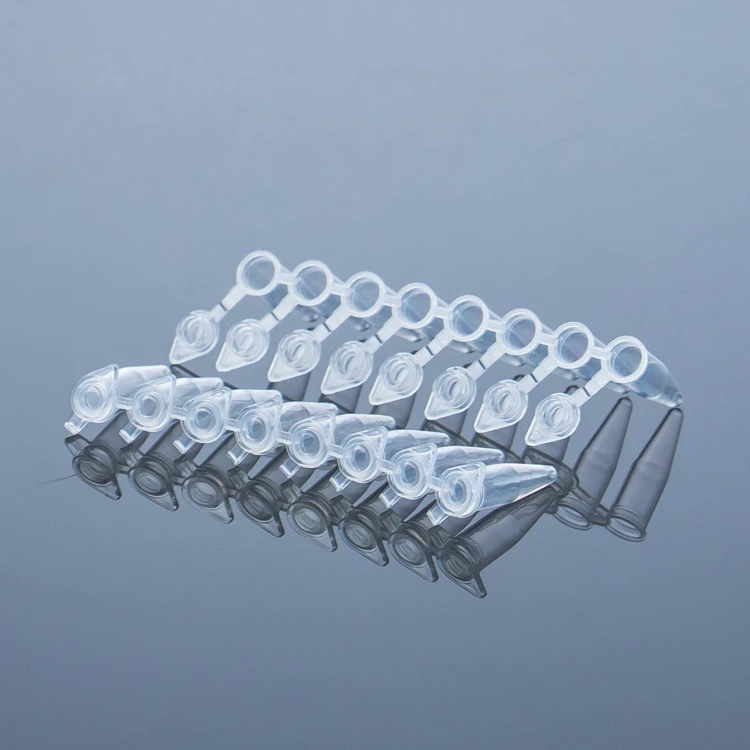China Manufacturer Flat Cover Thin Wall Sterile Plastic PCR tubes 8 Strip PCR Tubes 0.2ml