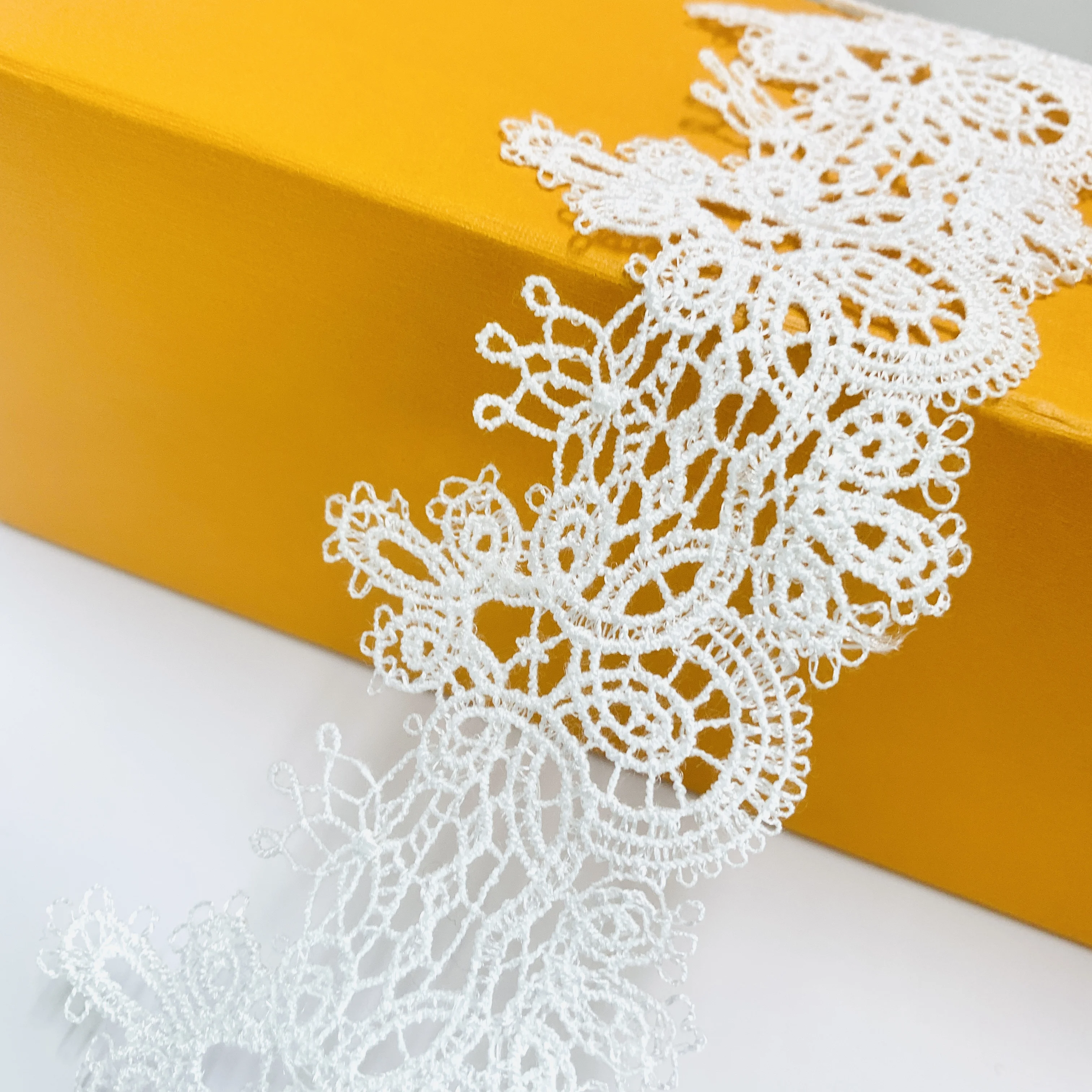 Wholesale 6cm wide Polyester Embroidery Picot tassel fringe Lace Trim Fabric for women Dress Skirt Sleeves Neckline