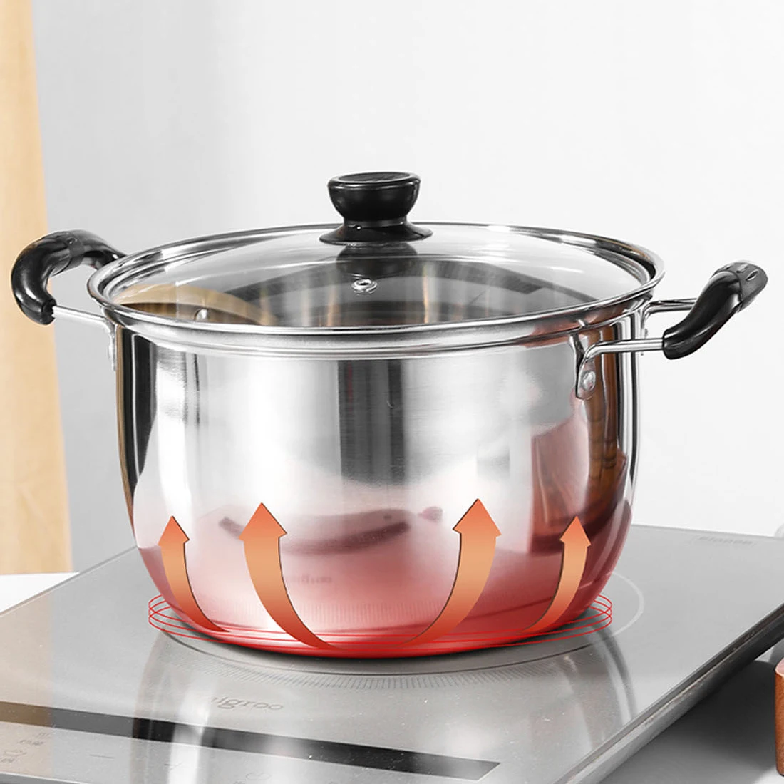 Multi-function Kitchen induction bottom Stainless Steel Cookware Cooking Soup Stock Pots Set