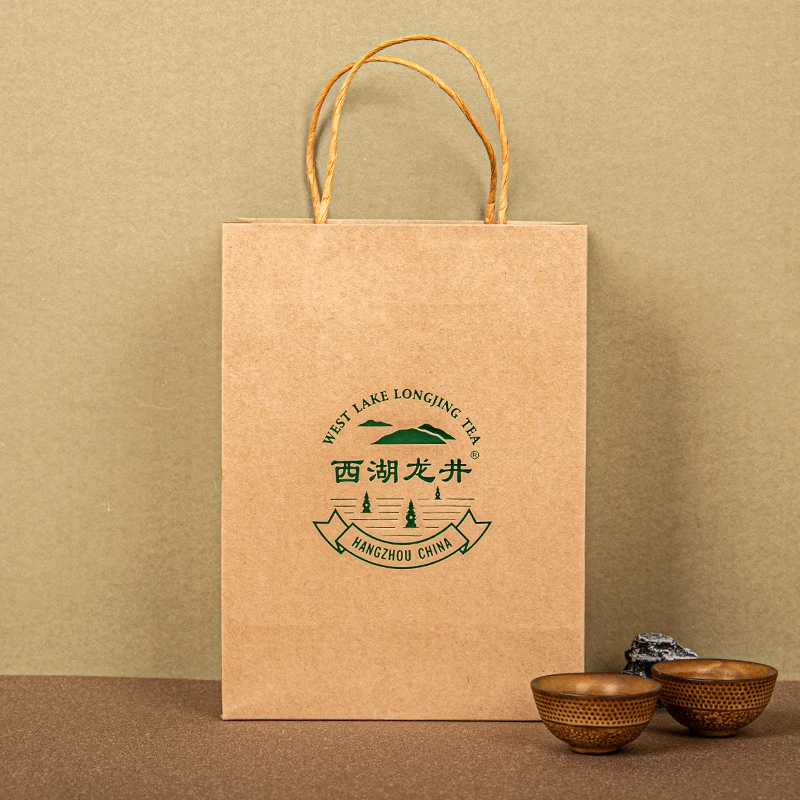 Подарочная сумка из крафт-бумаги западное озеро Longjing бизнес-продвижение подарочная на вынос упаковка печать и производство