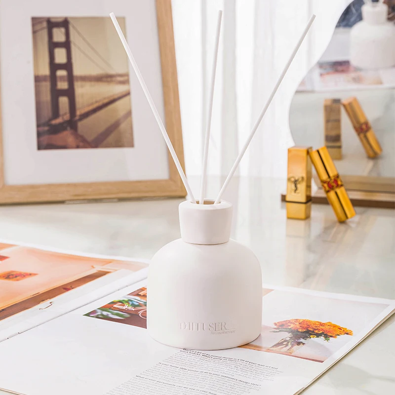 NEWIND 250ml Glass Ceramic Reed Diffuser Home Fragrance Air Freshener Aromatic Oil Perfume Reed Diffuser Set