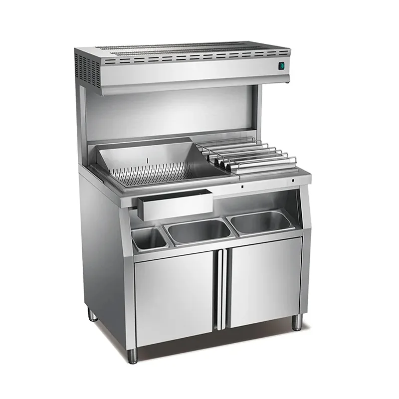 Kitchen KFC Food Display Equipment Free Standing Chips Dump Warming Station Heated Cabinet French Fries vending machine Sanck