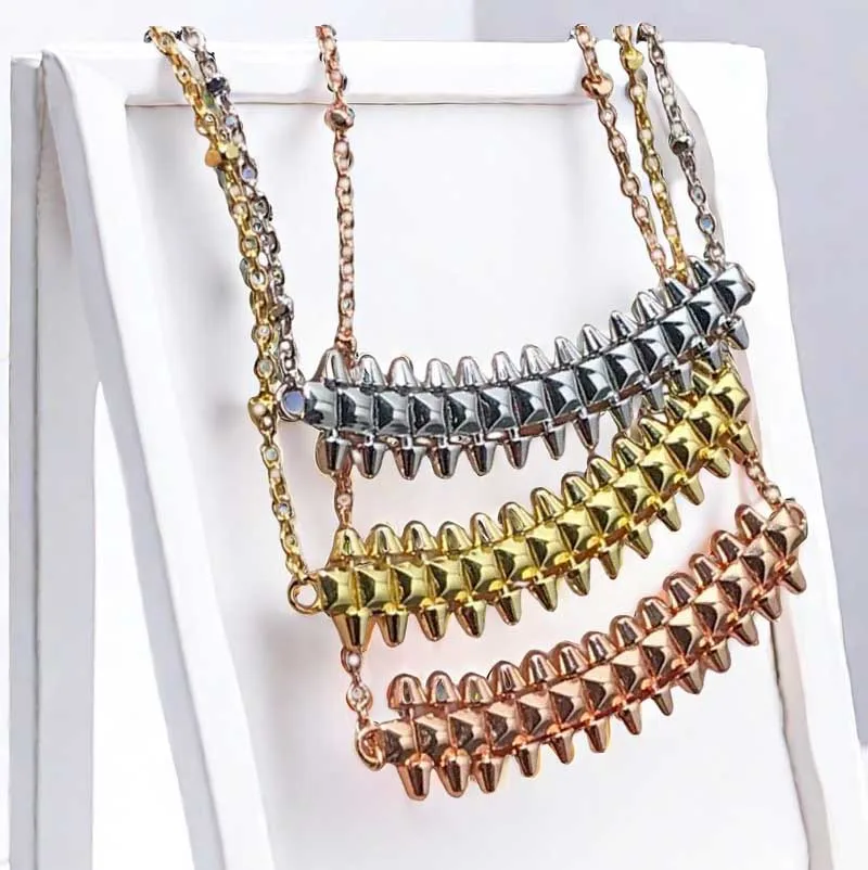 New Silver Rivet Bullet Smile Classic Fashion Stainless Steel Jewelry Luxury Brand Custom Wholesale Inspired Nail Necklace