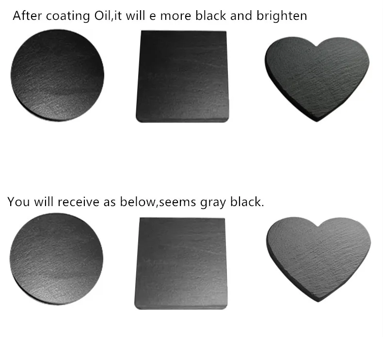 Square Heart Black Slate Engraving Stone Drink Bar Coaster