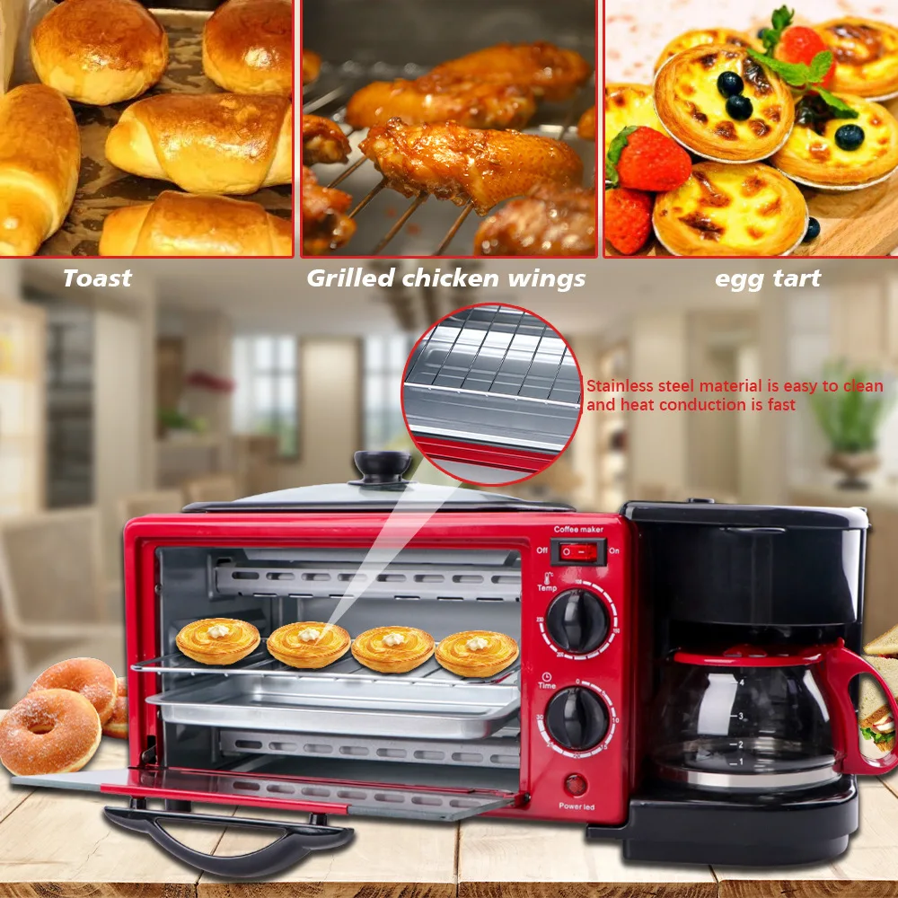 Hot Sales Multifunctional Electric Household Machine Breakfast Makers with Toast Oven 3 in 1 Stainless Steel Mini Waffle Maker