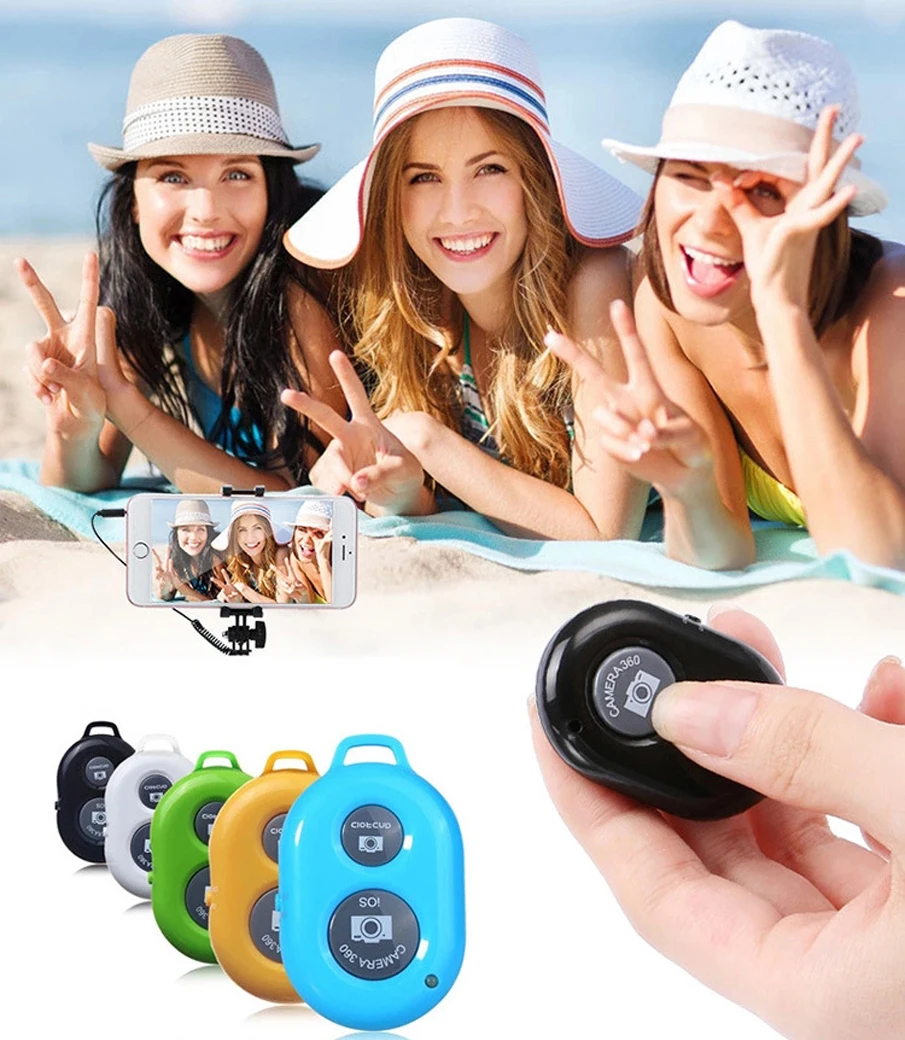  Portable Selfie stick Tripod Wireless Blue BT Tooth Camera Remote Shutter For Smartphones