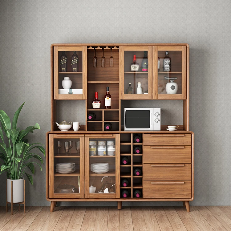 
Винный шкаф из дерева и стекла с высоким шкафом для хранения вина 