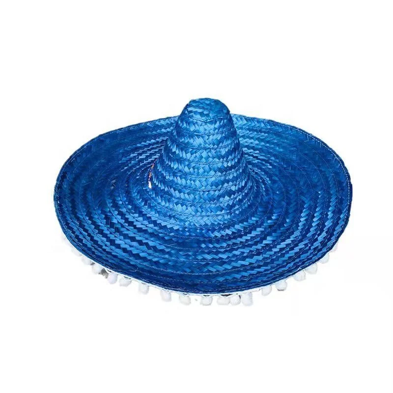 Mexican Pompom Straw Hat Hawaiian Style Halloween Cosplay Wedding Costume Party Holiday Decorations Easter