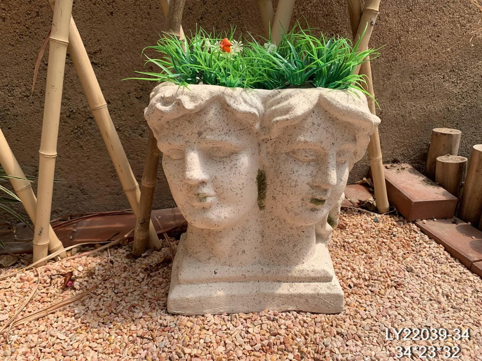 Magnesia modern cute design head planter fiberglass face flower pots for indoor and outdoor garden decoration