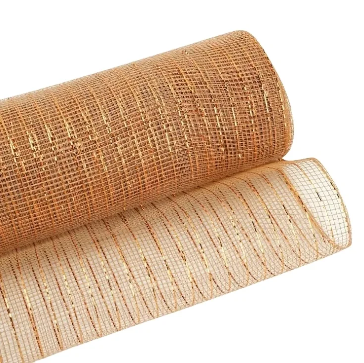 Faux Jute PP Stripe Fabric Mesh Wholesale Colorful Decor Flower Wrapping Decor Mesh Christmas Wreath Making Gauze