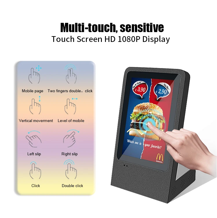 10.1 inch standing restaurant table advertising lcd screen