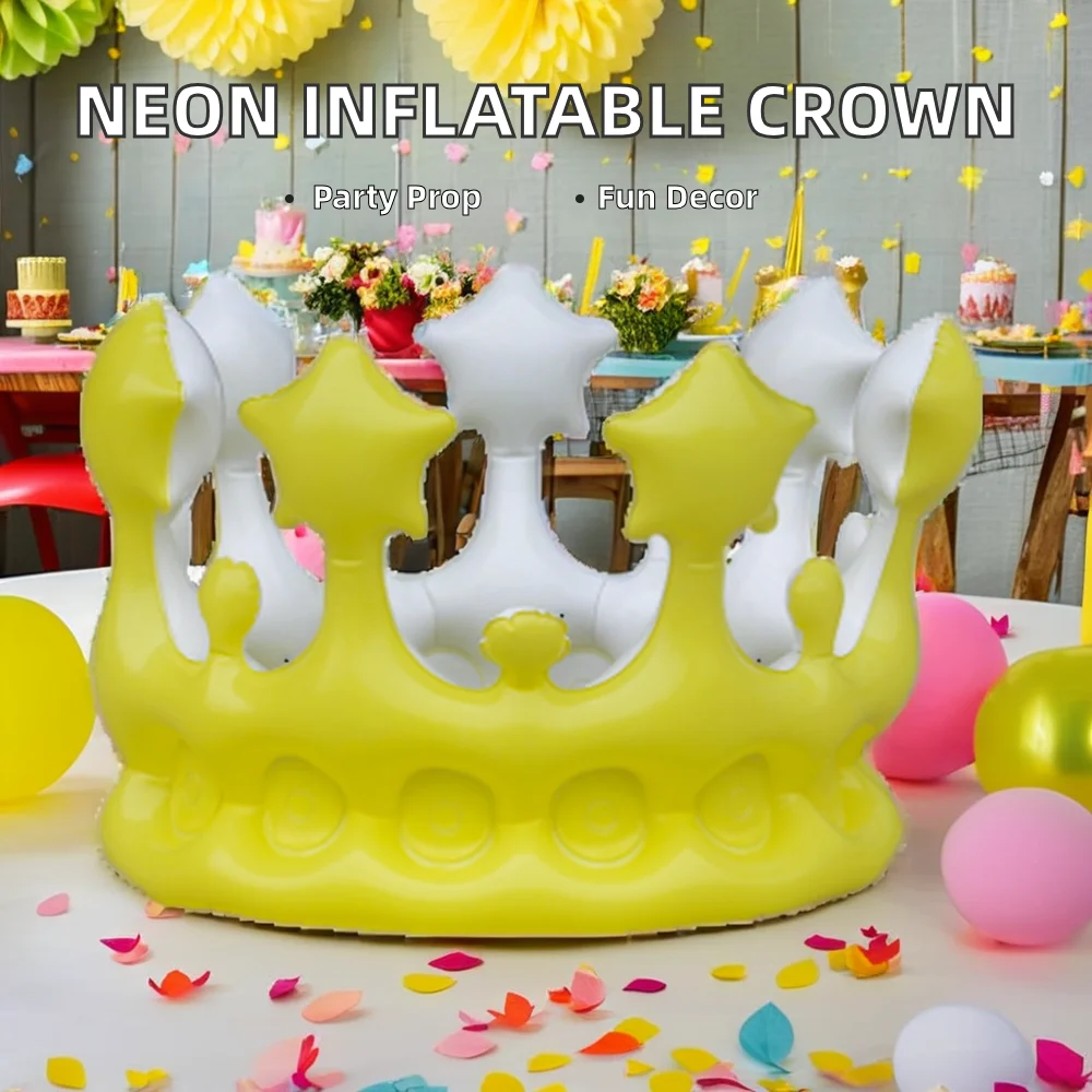 Inflatable Neon Color Crown Balloon for Halloween New Year or Thanksgiving Party Decorations Photo Props or Gifts