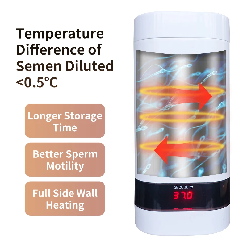 800ml Portable Pig Semen Collection Cup Stainless Steel liner 37℃ Constant Temperature Cup for Store animal Semen