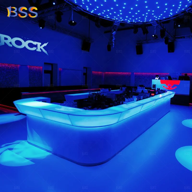 Счетчик для паба стол U-образной формы современный дизайн полупрозрачная светодиодная стойка ночного клуба бара