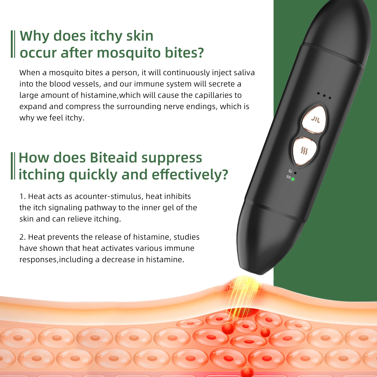 Outside Camping Electric Bite Itch Healer Temperature Heating Pen Rechargeable Safe Insect Bite Healer for Adult and Children