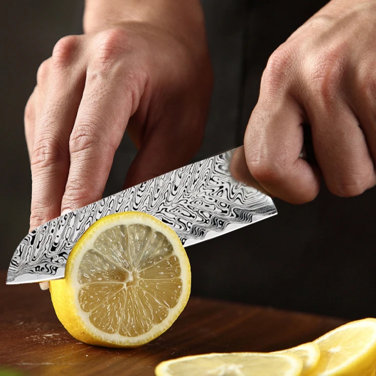 
KONOLL 5inch Carbon Steel Professional Japanese Santoku Knife With Laser 