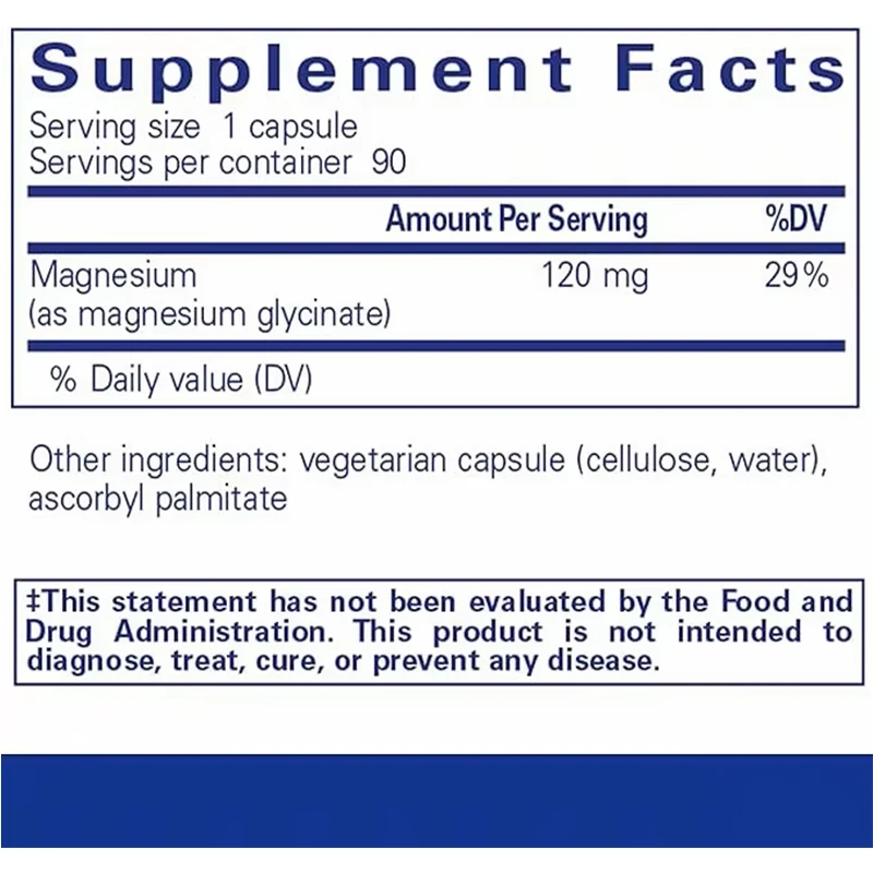 OEM High Absorption 90 Count Magnesium Glycinate Capsules Hot Sale Muscle Supplement for Heart Health Relief for Adults