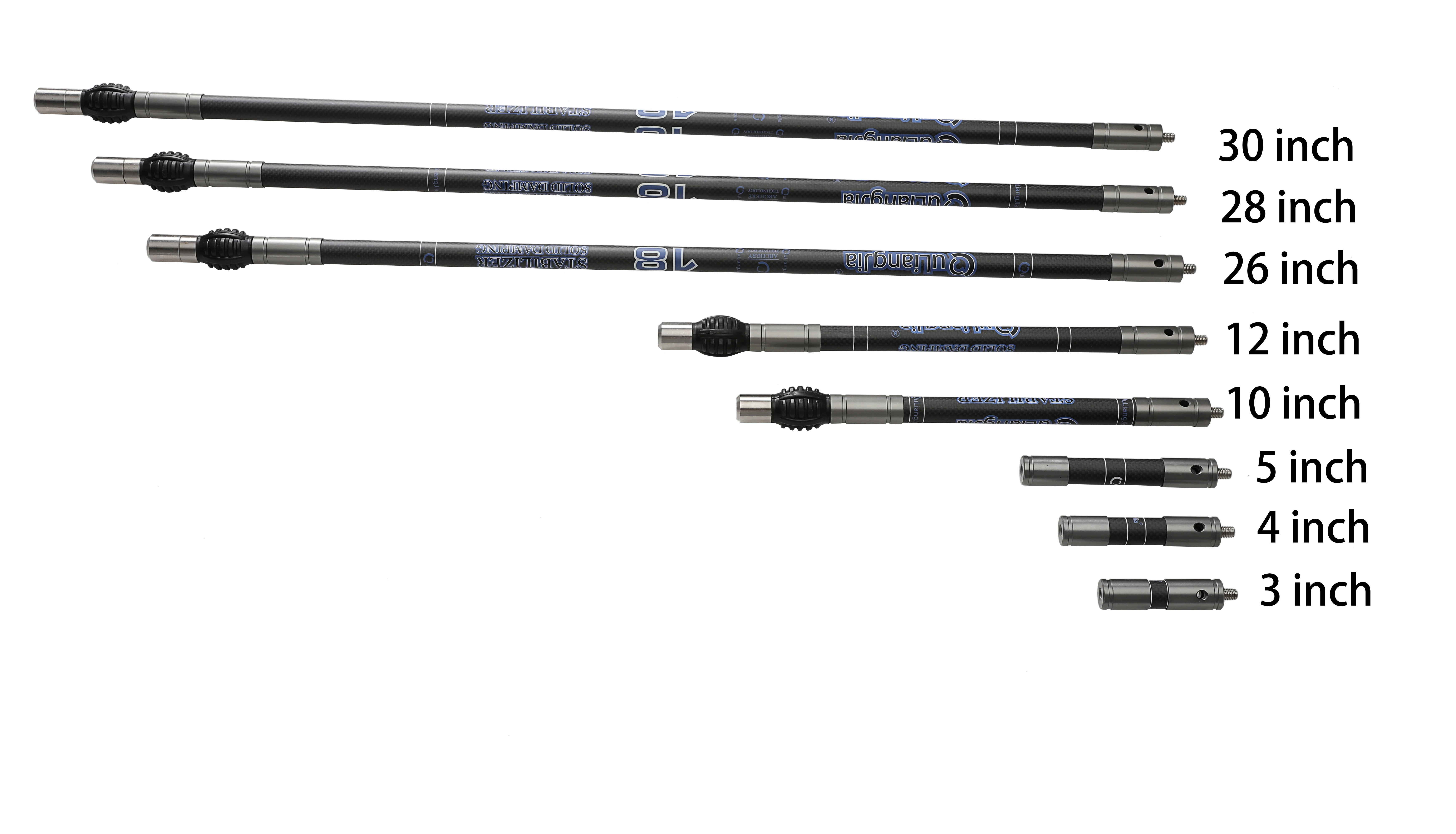 Ouliangjia Hot Sale 3K High Modulus Carbon Damper 30 inch 28 inch 26 inch Long Recurve Archery Bow stabilizer