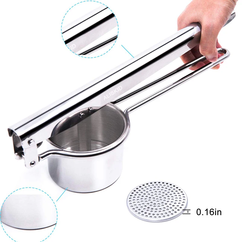 LHS 3 in 1 Potato Ricers Potato Ricer and Masher Stainless Steel Manual Masher with 3 Interchangeable Fineness Discs