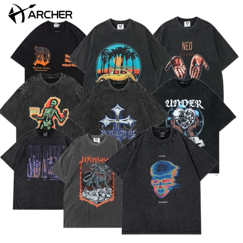 Футболка Archer Мужская оверсайз с графическим логотипом, модная уличная одежда в стиле хип-хоп, на заказ